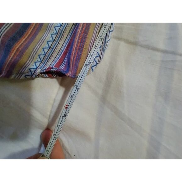 RETRO VINTAGE MISS FASHIONALITY SHIRT 70s PROP UNIQUE STRIPED WOVEN COTTON BLOUS - Picture 4 of 5